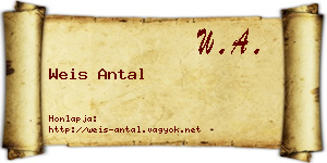 Weis Antal névjegykártya
